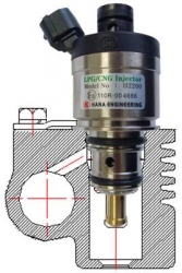 Vstřikovač LPG HANA 2000 1,9 ohmů osazený do sání motoru