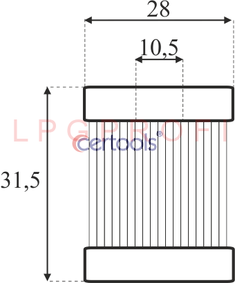 Filtr kapalné fáze LPG  do ventilu LOVATO SMART 4 - H=30mm 